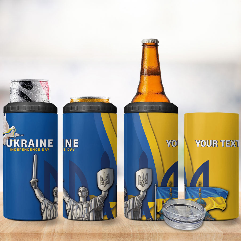 Personalized Ukraine Independence Day 4 in 1 Can Cooler Tumbler Tryzub Heritage Freedom Pride