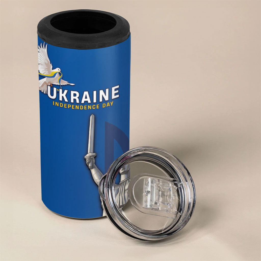 Personalized Ukraine Independence Day 4 in 1 Can Cooler Tumbler Tryzub Heritage Freedom Pride