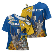 Personalized Ukraine Independence Day Cross Shoulder Shirt Tryzub Heritage Freedom Pride