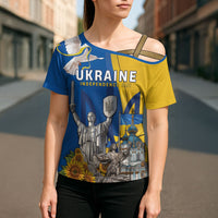 Personalized Ukraine Independence Day Cross Shoulder Shirt Tryzub Heritage Freedom Pride