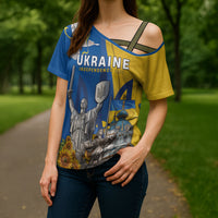 Personalized Ukraine Independence Day Cross Shoulder Shirt Tryzub Heritage Freedom Pride