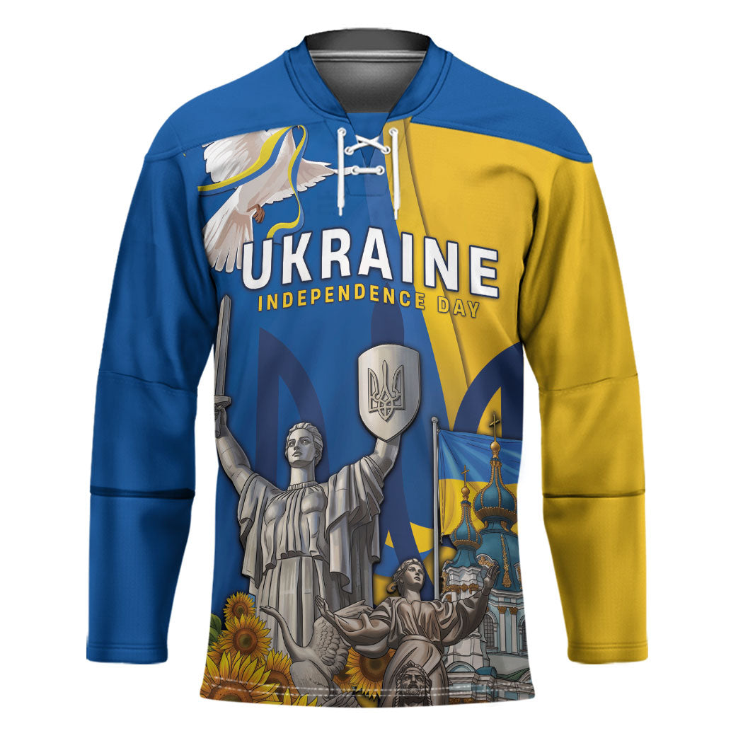 Personalized Ukraine Independence Day Hockey Jersey Tryzub Heritage Freedom Pride