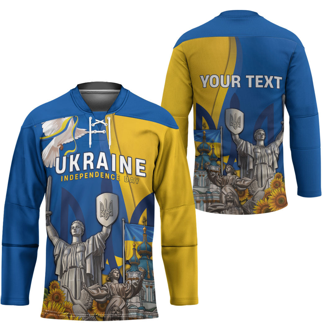 Personalized Ukraine Independence Day Hockey Jersey Tryzub Heritage Freedom Pride