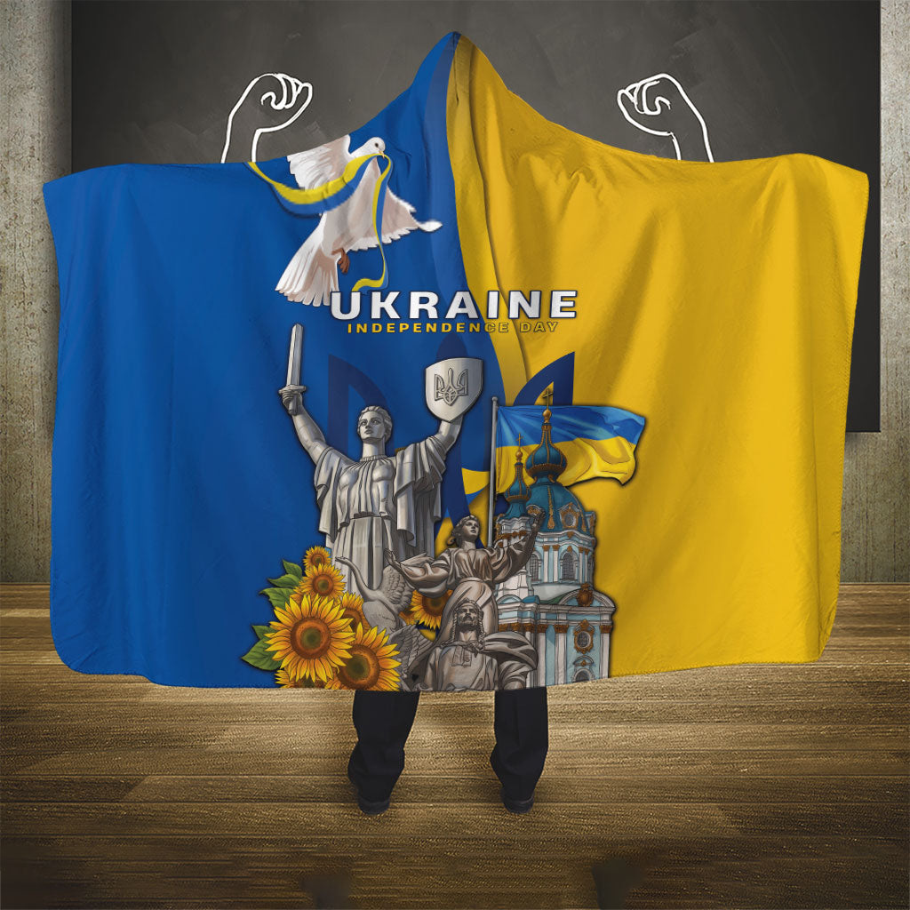 Ukraine Independence Day Hooded Blanket Tryzub Heritage Freedom Pride