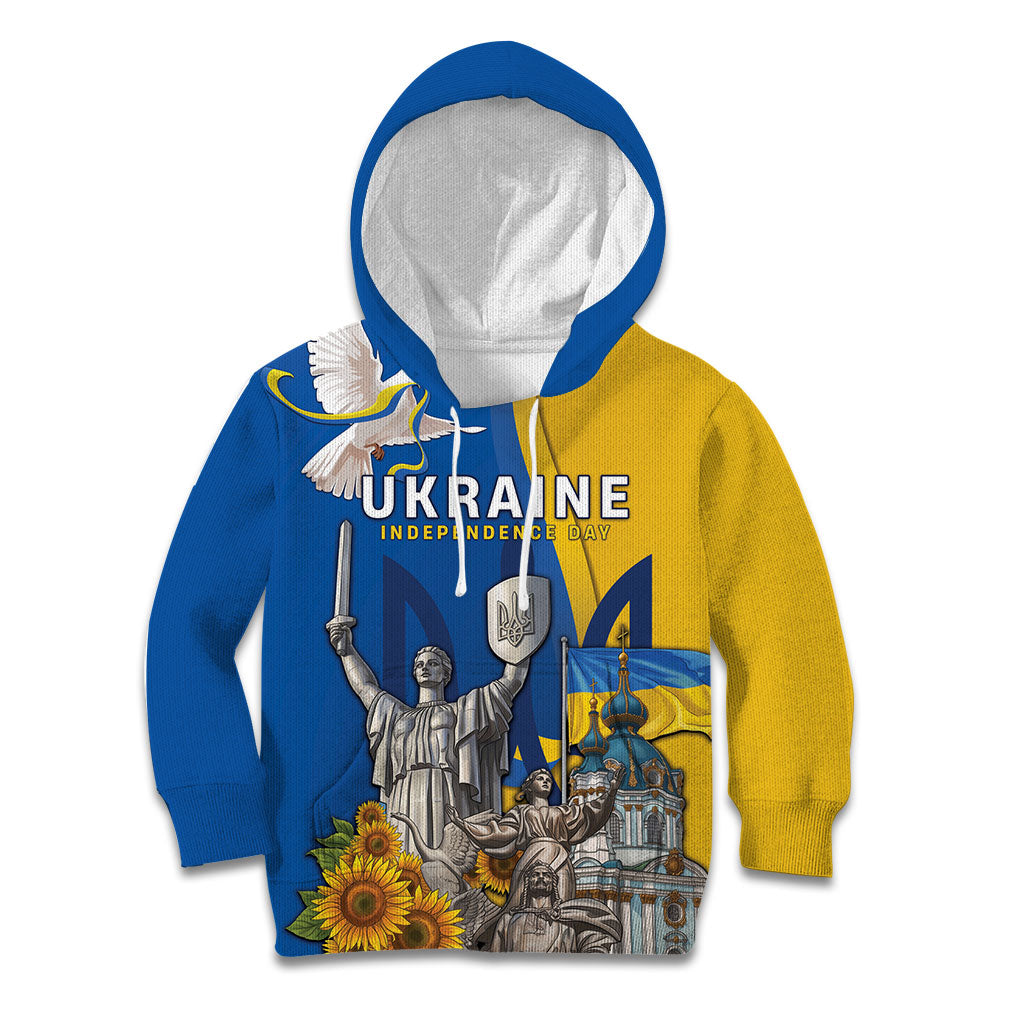 Personalized Ukraine Independence Day Kid Hoodie Tryzub Heritage Freedom Pride