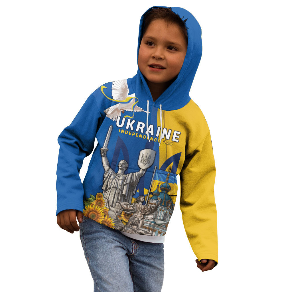 Personalized Ukraine Independence Day Kid Hoodie Tryzub Heritage Freedom Pride