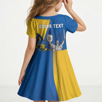 Personalized Ukraine Independence Day Kid Short Sleeve Dress Tryzub Heritage Freedom Pride