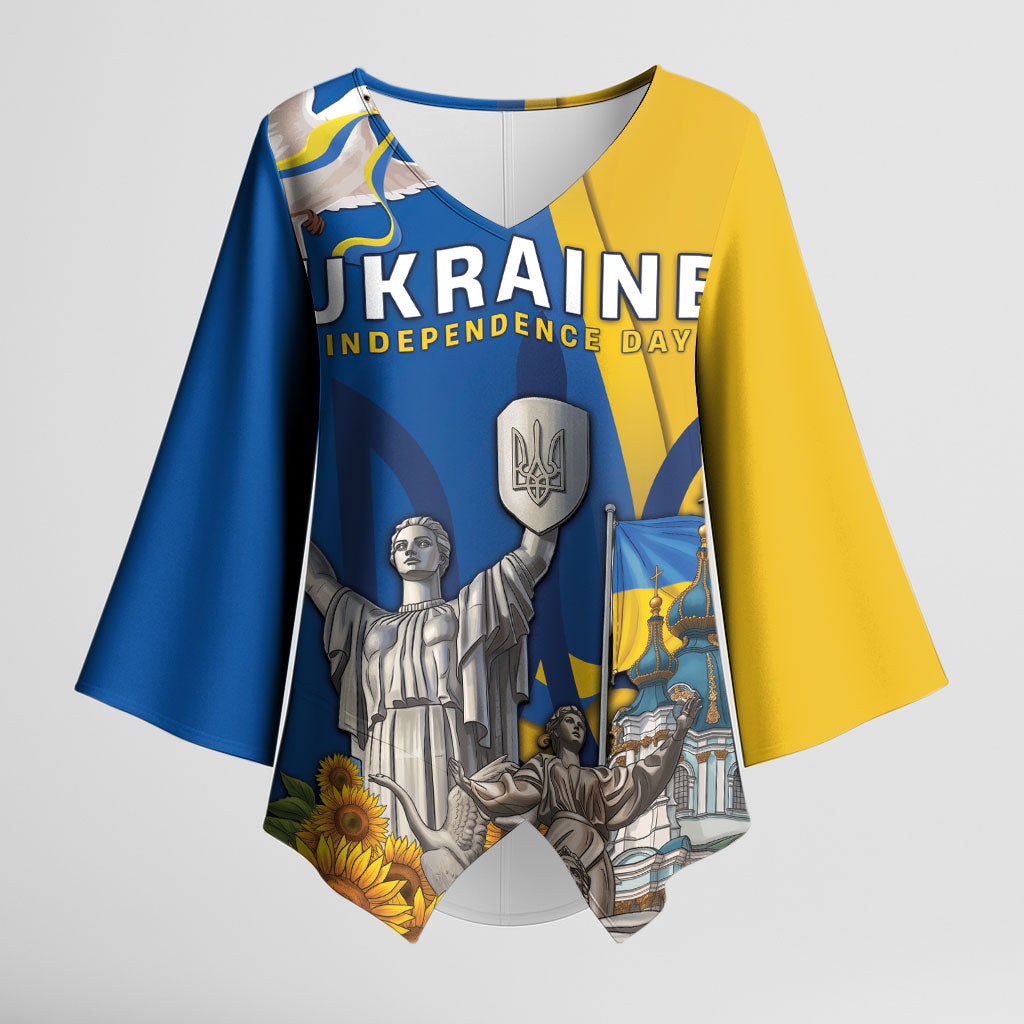 Personalized Ukraine Independence Day Kimono Sleeve Blouse Tryzub Heritage Freedom Pride