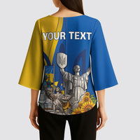 Personalized Ukraine Independence Day Kimono Sleeve Blouse Tryzub Heritage Freedom Pride