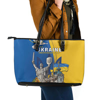 Ukraine Independence Day Leather Tote Bag Tryzub Heritage Freedom Pride