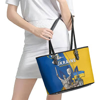 Ukraine Independence Day Leather Tote Bag Tryzub Heritage Freedom Pride