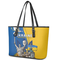 Ukraine Independence Day Leather Tote Bag Tryzub Heritage Freedom Pride