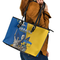 Ukraine Independence Day Leather Tote Bag Tryzub Heritage Freedom Pride