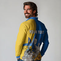 Personalized Ukraine Independence Day Long Sleeve Polo Shirt Tryzub Heritage Freedom Pride