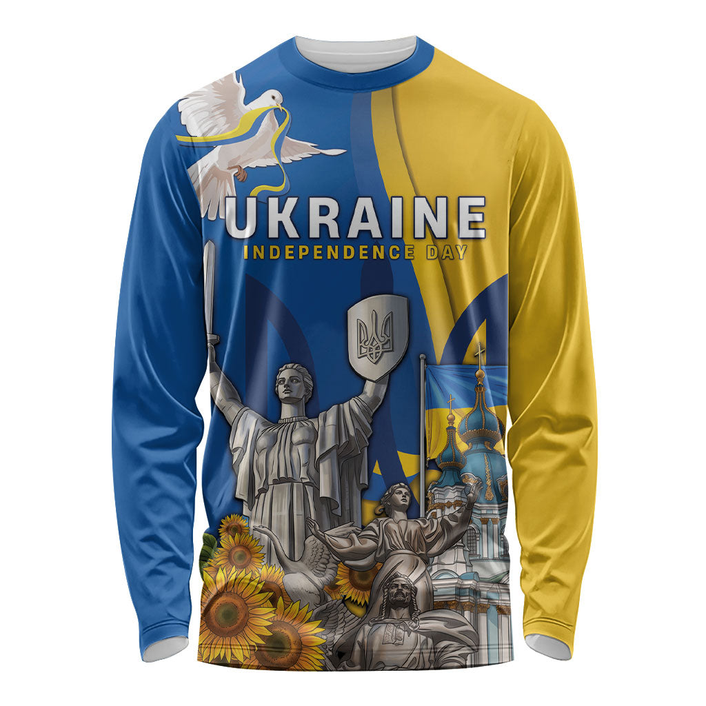 Personalized Ukraine Independence Day Long Sleeve Shirt Tryzub Heritage Freedom Pride
