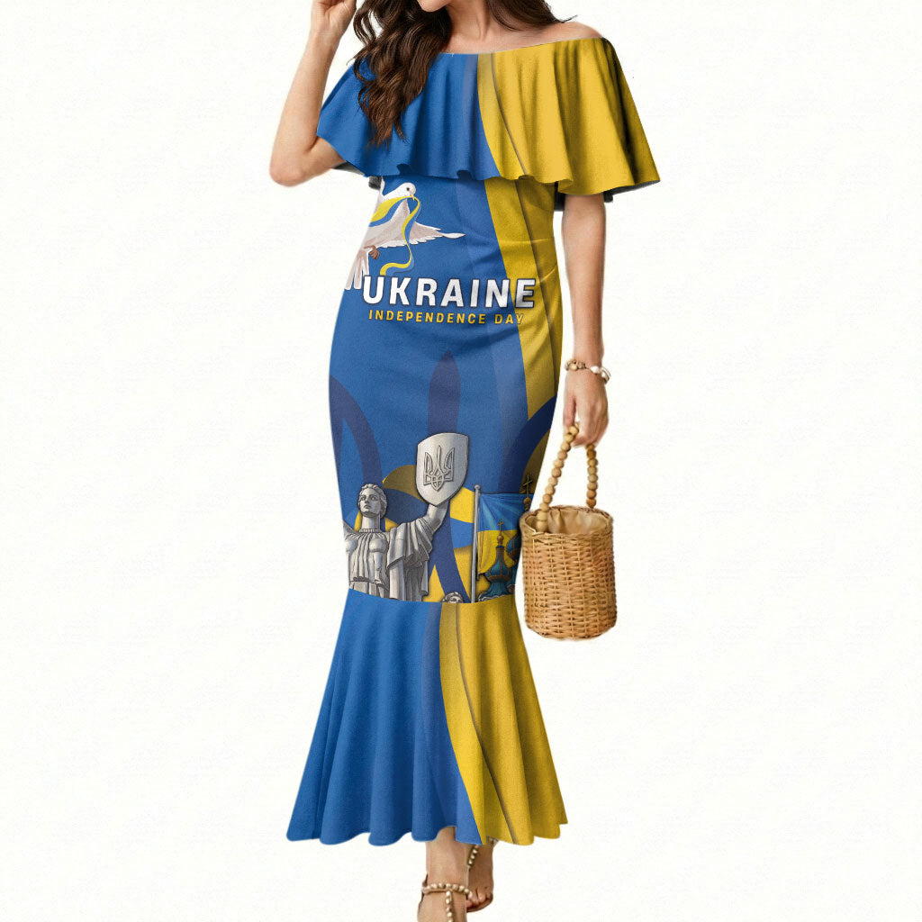 Personalized Ukraine Independence Day Mermaid Dress Tryzub Heritage Freedom Pride