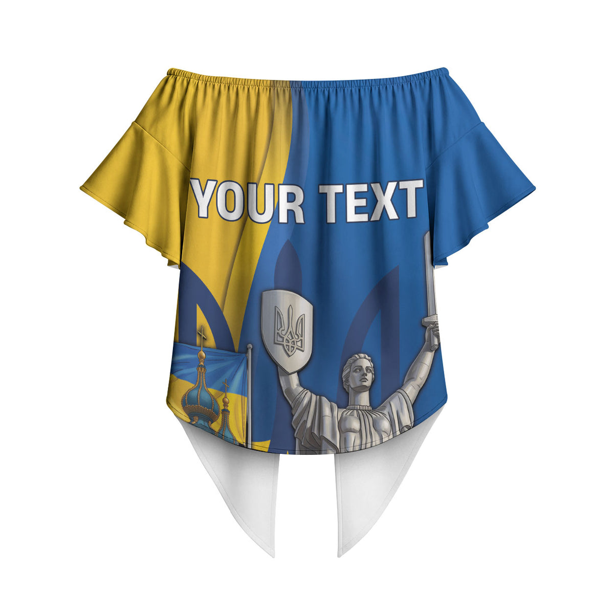 Personalized Ukraine Independence Day Off Shoulder Wrap Waist Top Tryzub Heritage Freedom Pride