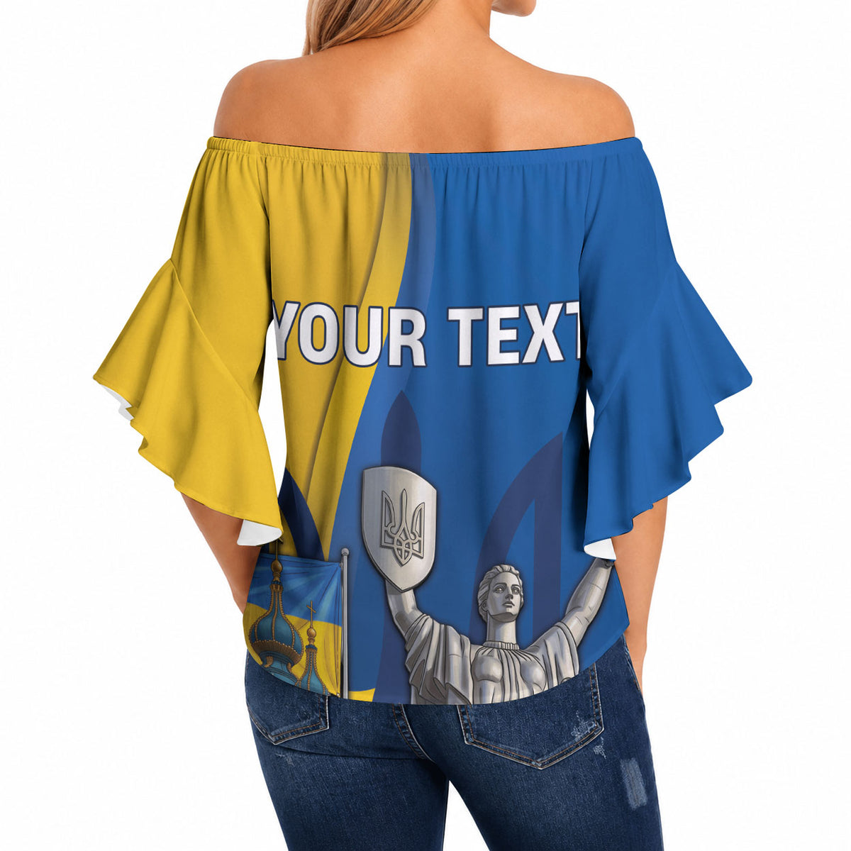 Personalized Ukraine Independence Day Off Shoulder Wrap Waist Top Tryzub Heritage Freedom Pride