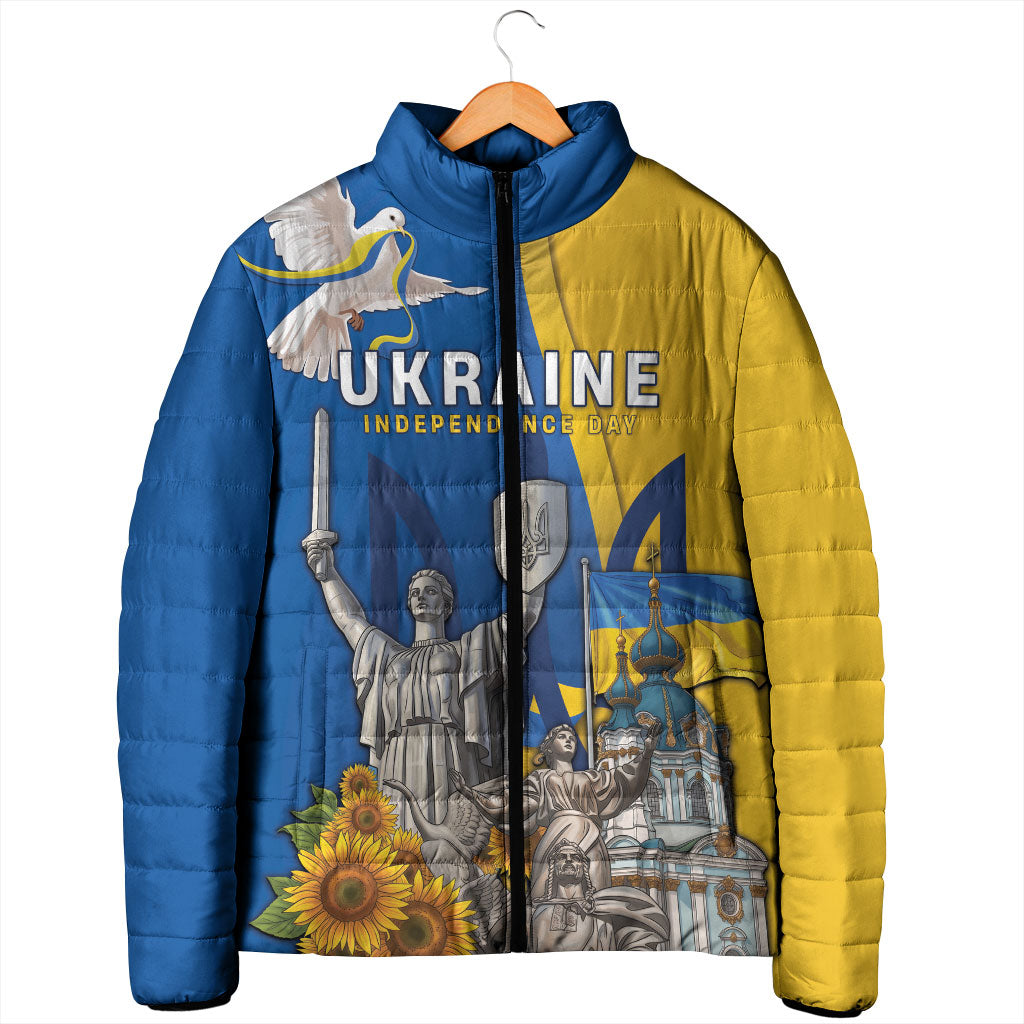 Personalized Ukraine Independence Day Padded Jacket Tryzub Heritage Freedom Pride