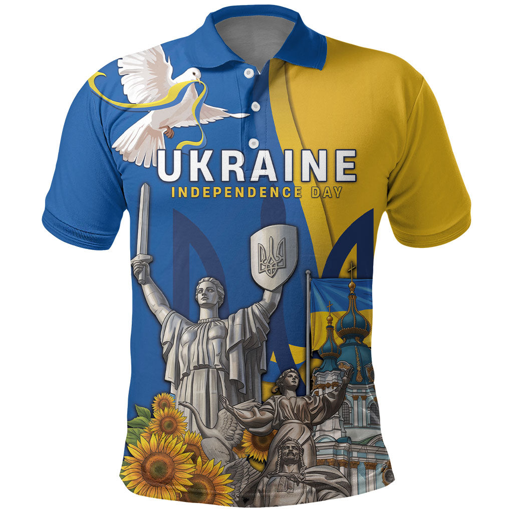 Personalized Ukraine Independence Day Polo Shirt Tryzub Heritage Freedom Pride