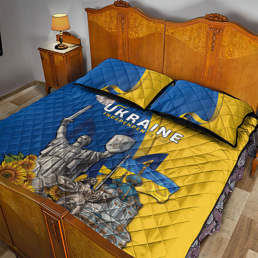 Ukraine Independence Day Quilt Bed Set Tryzub Heritage Freedom Pride
