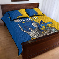 Ukraine Independence Day Quilt Bed Set Tryzub Heritage Freedom Pride