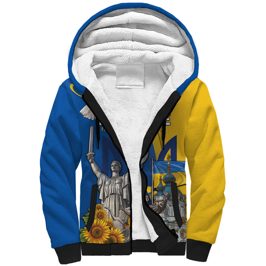 Personalized Ukraine Independence Day Sherpa Hoodie Tryzub Heritage Freedom Pride