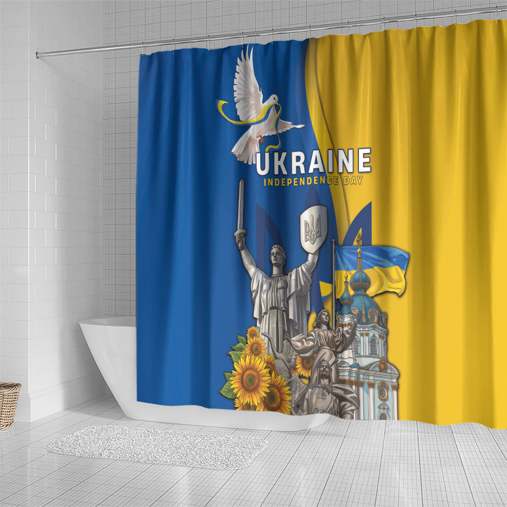 Ukraine Independence Day Shower Curtain Tryzub Heritage Freedom Pride