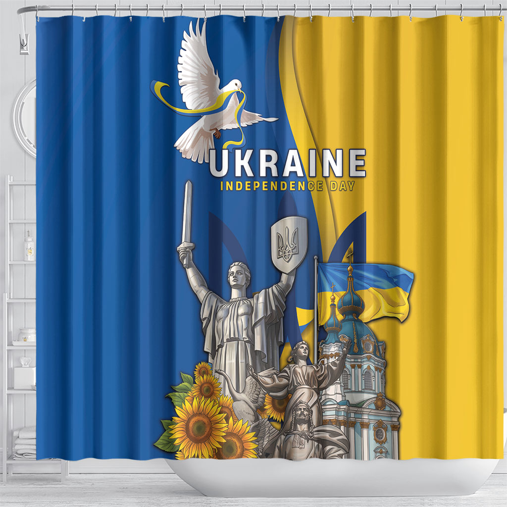 Ukraine Independence Day Shower Curtain Tryzub Heritage Freedom Pride
