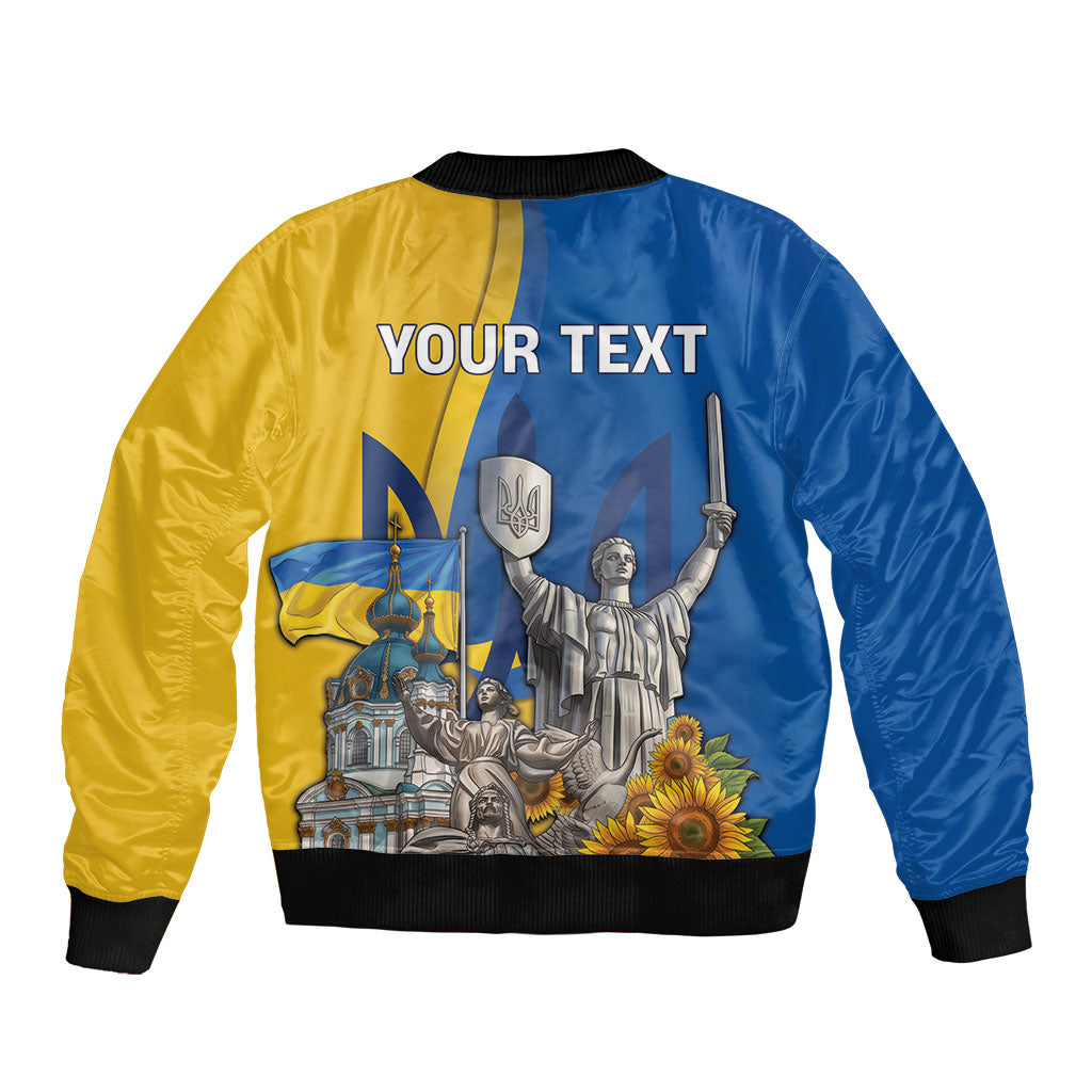 Personalized Ukraine Independence Day Sleeve Zip Bomber Jacket Tryzub Heritage Freedom Pride