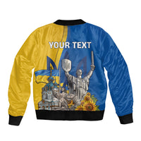 Personalized Ukraine Independence Day Sleeve Zip Bomber Jacket Tryzub Heritage Freedom Pride