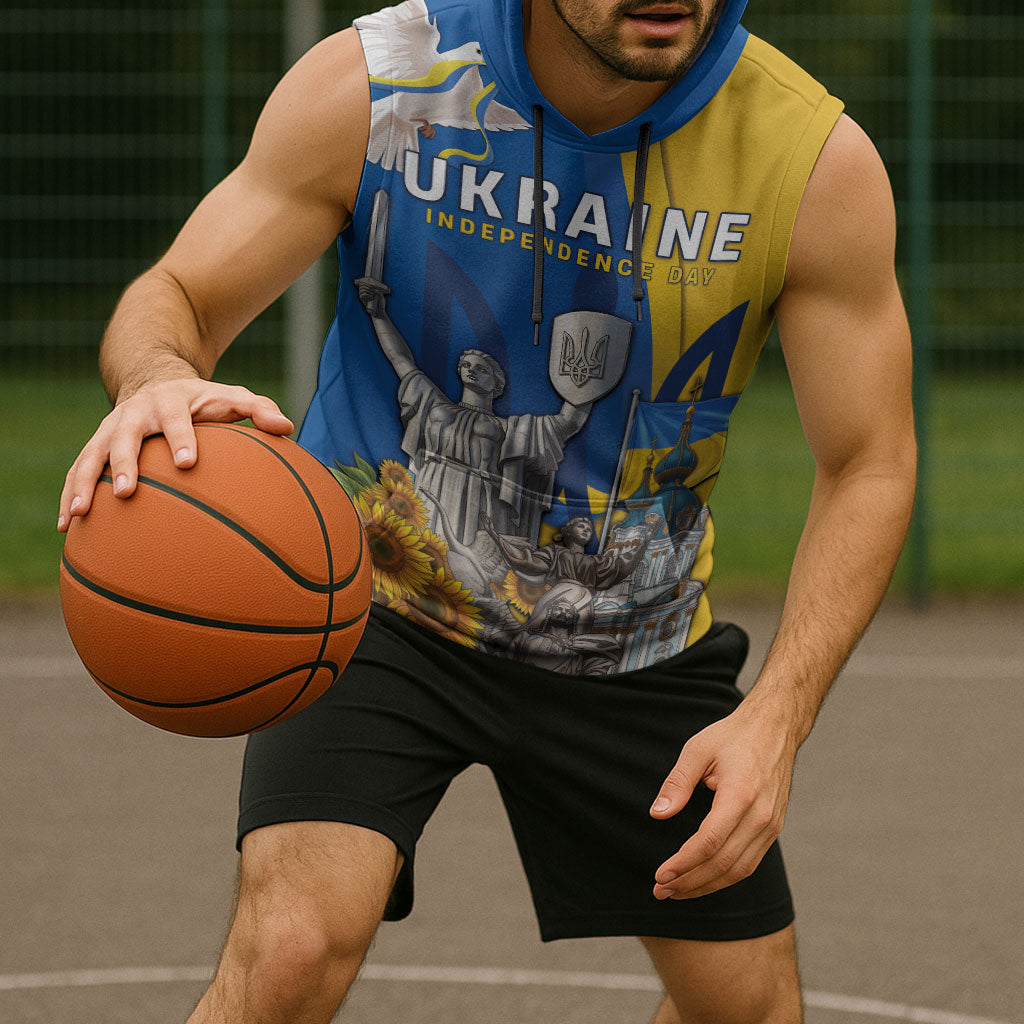 Personalized Ukraine Independence Day Sleeveless Hoodie Tryzub Heritage Freedom Pride