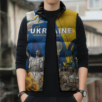 Personalized Ukraine Independence Day Sleeveless Puffer Jacket Tryzub Heritage Freedom Pride