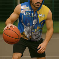 Personalized Ukraine Independence Day Sleeveless Zip Hoodie Tryzub Heritage Freedom Pride