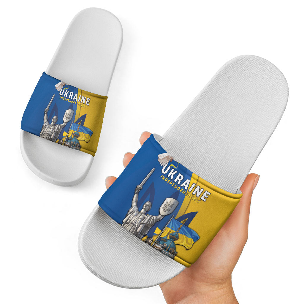 Ukraine Independence Day Slide Sandals Tryzub Heritage Freedom Pride
