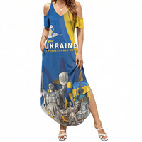 Personalized Ukraine Independence Day Summer Maxi Dress Tryzub Heritage Freedom Pride