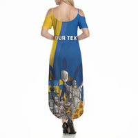 Personalized Ukraine Independence Day Summer Maxi Dress Tryzub Heritage Freedom Pride
