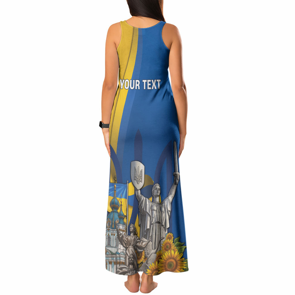 Personalized Ukraine Independence Day Tank Maxi Dress Tryzub Heritage Freedom Pride