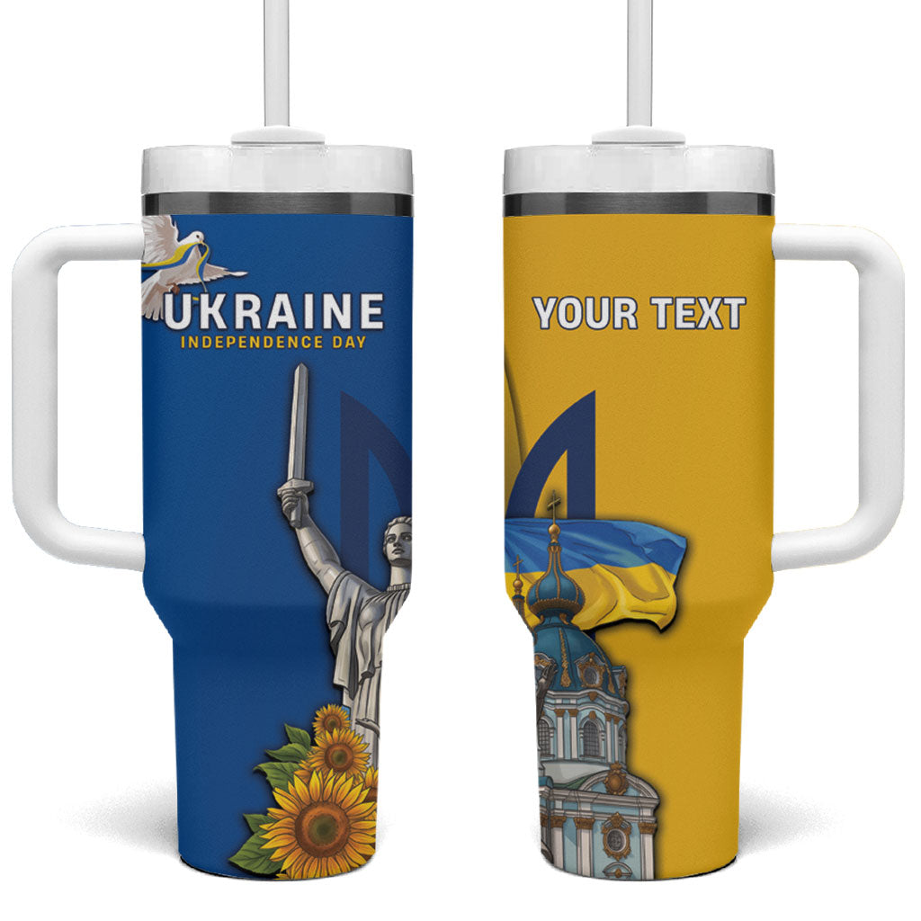 Personalized Ukraine Independence Day Tumbler With Handle Tryzub Heritage Freedom Pride