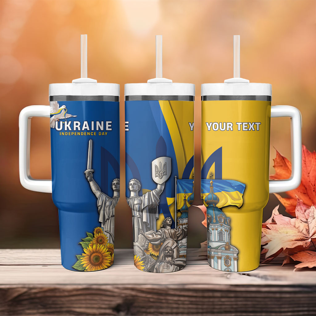 Personalized Ukraine Independence Day Tumbler With Handle Tryzub Heritage Freedom Pride