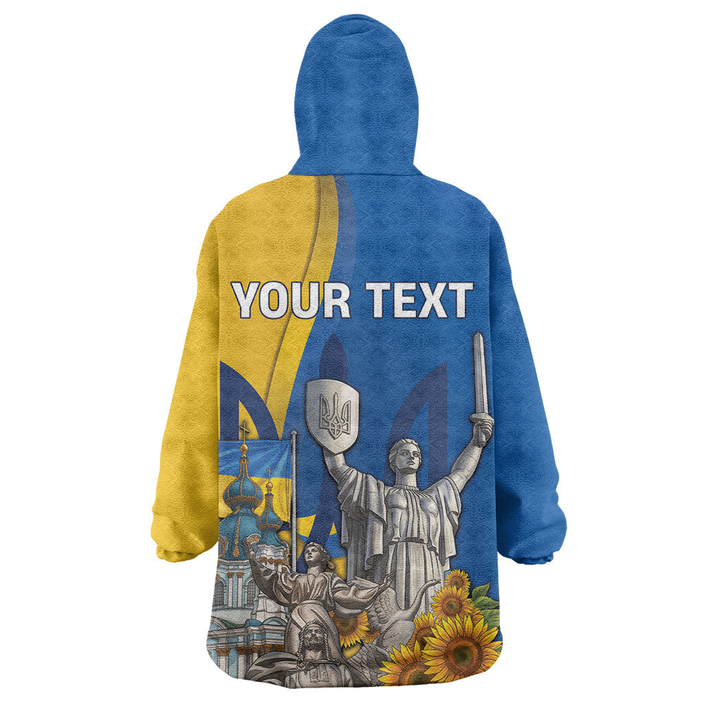 Personalized Ukraine Independence Day Wearable Blanket Hoodie Tryzub Heritage Freedom Pride