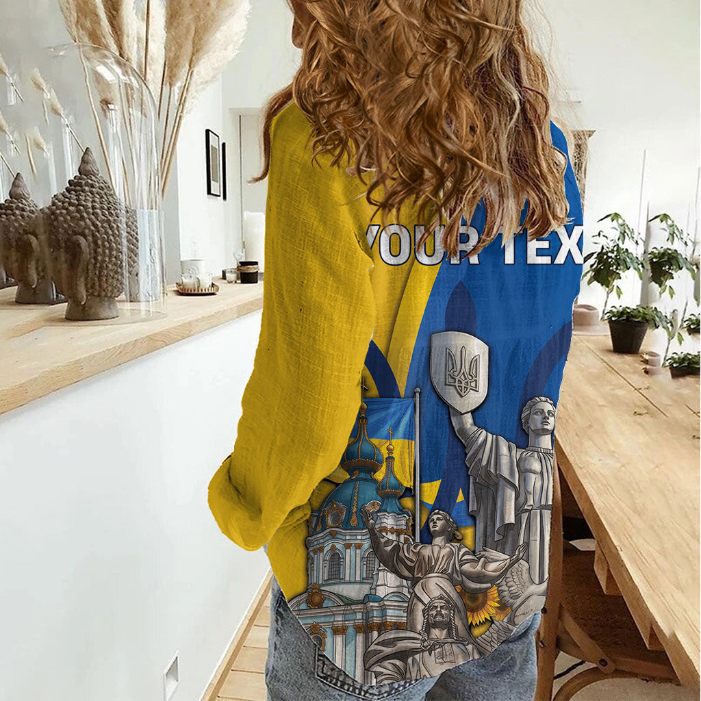 Personalized Ukraine Independence Day Women Casual Shirt Tryzub Heritage Freedom Pride