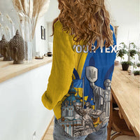 Personalized Ukraine Independence Day Women Casual Shirt Tryzub Heritage Freedom Pride