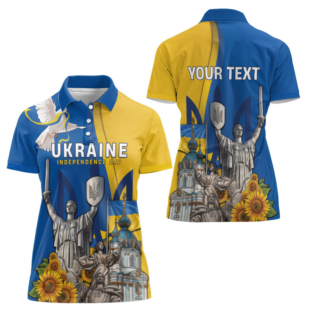 Personalized Ukraine Independence Day Women Polo Shirt Tryzub Heritage Freedom Pride