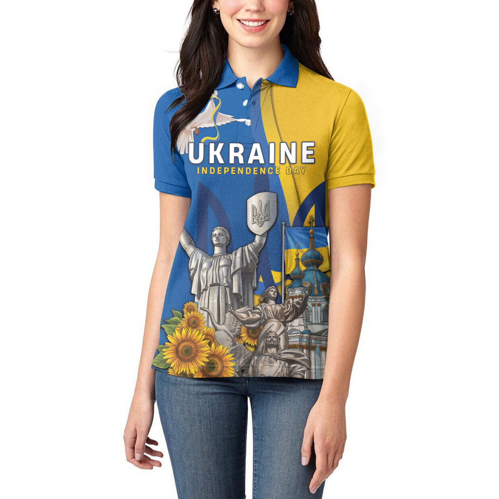 Personalized Ukraine Independence Day Women Polo Shirt Tryzub Heritage Freedom Pride