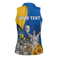 Personalized Ukraine Independence Day Women Sleeveless Polo Shirt Tryzub Heritage Freedom Pride