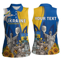 Personalized Ukraine Independence Day Women Sleeveless Polo Shirt Tryzub Heritage Freedom Pride