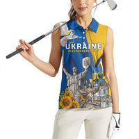 Personalized Ukraine Independence Day Women Sleeveless Polo Shirt Tryzub Heritage Freedom Pride