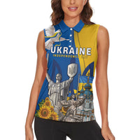 Personalized Ukraine Independence Day Women Sleeveless Polo Shirt Tryzub Heritage Freedom Pride