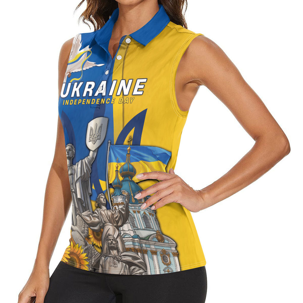 Personalized Ukraine Independence Day Women Sleeveless Polo Shirt Tryzub Heritage Freedom Pride